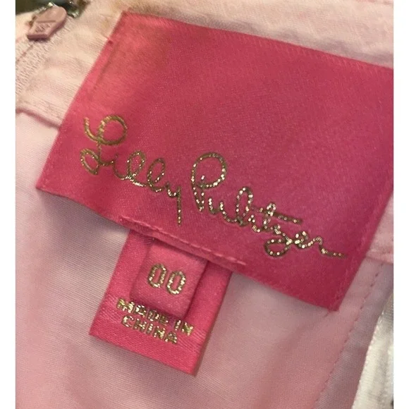 Lilly Pulitzer Kade strapless dress in Pink Tropics with gold embroidery 00 - Picture 7 of 9